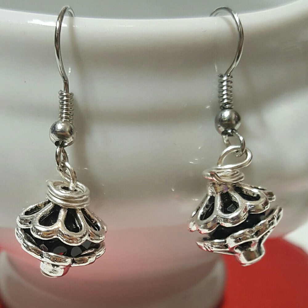 Black Crystal Drop Earrings
